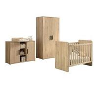 Chambre Bébé Lit 60x120cm + Meuble à langer + Armoire 2P Aspect Chêne clair - MARCO - ALTOBUY Bois G