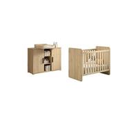 MARCO - Chambre Bébé Lit 60x120cm + Meuble à langer Aspect Chêne clair -