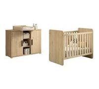 MARCO - Chambre Bébé Lit 60x120cm + Meuble à langer Aspect Chêne clair -