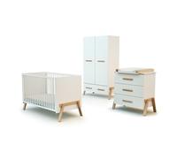 - Chambre bébé lit, commode à langer 3 tiroirs et armoire CANAILLE bois