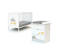 - Chambre bébé lit et commode à langer en bois ALBA