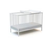 WEBABY - Lit bébé 60 x 120 cm avec plan à langer - Blanc | Lit réglable 3 positions | Plan à langer inclus | Lit bébé bois solide | Durable