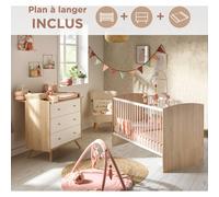 Chambre bébé, lit évolutif et commode à langer - access blanc/marron TU