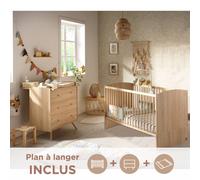 Chambre bébé, lit évolutif et commode à langer - access marron TU