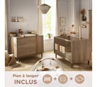 Chambre bébé, lit évolutif et commode à langer - mokka marron TU