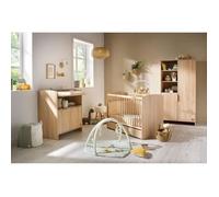 Chambre bébé trio AZUR - Lit 120x60 + Commode a langer 3 tiroirs + Armoire 2 portes chene doré - SAUTHON