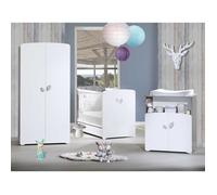 Chambre trio lit et commode à langer en bois - leaf blanc TU