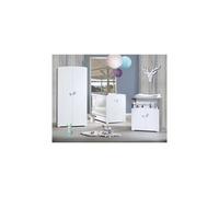 chambre bébé trio leaf: lit 120x60, commode a langer et armoire - babyprice - blanc