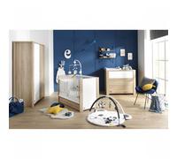 Chambre bébé trio lit 60x120cm+commode+armoire antonin bois et blanc