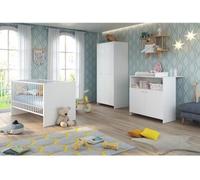 Chambre bébé Trio : Lit 70 x 140 cm + Commode a langer + Armoire NIKO - Blanc - TREND TEAM