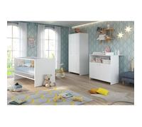 Chambre bébé Trio : Lit 70 x 140 cm + Commode à langer + Armoire NIKO - Blanc - TREND TEAM