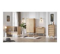 Chambre bébé trio lit 70x140 + commode + armoire Bois - Collection Vintage