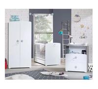 Chambre trio lit et commode et armoire en bois - nao blanc TU