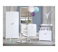 Baby Price – Chambre bébé trio Leaf – Lit 120x60, commode à langer et armoire – Blanc