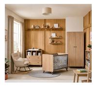 Chambre Bébé Trio: Lit Bébé 60x120, Commode À Langer 2 Tiroirs Et Armoire 2 Portes Décor Bois Chêne - Come Marron/gris TU