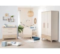 Chambre Bébé Trio : Lit Évolutif 70 X 140 Cm + Commode À Langer + Armoire - Sydney - Roba - Chêne / Beige Beige