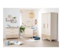 Chambre Bébé Trio : Lit Évolutif 70 X 140 Cm + Commode À Langer + Armoire - Sydney - Roba - Chêne / Beige Beige