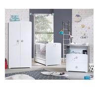 Chambre bébé trio Nao: lit 120x60, commode à langer et armoire - Babyprice - Blanc