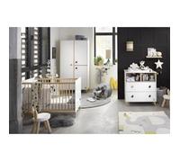 Chambre Bébé Trio Oslo - Lit 120x60 + Commode A Langer 2 Tiroirs Étoiles + Armoire 3 Portes - Sauthon