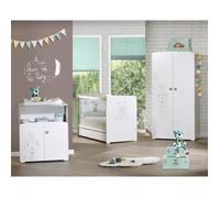 Chambre bébé trio Teddy: lit 120x60, commode à langer et armoire - Babyprice - Blanc
