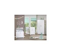 Chambre bébé trio Teddy: lit 120x60, commode a langer et armoire - Babyprice - Blanc