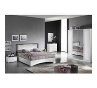 FADILY - Chambre Complète 140x190 avec Armoire 4 Portes - Altobuy Blanc