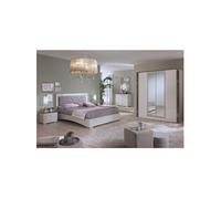 PANACA - Chambre Complète 140x190cm Crème et Bronze + Leds - Altobuy Beige
