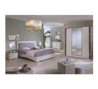 PANACA - Chambre Complète 140x190cm Crème et Bronze + Leds - Altobuy Beige