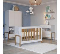 Chambre complète 2 portes 3 tiroirs Kocot Kids - 66 x 130 x 89cm - Blanc et bois