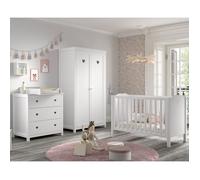 Pack - Lit Bébé, Armoire & Commode "Amori" 60x120cm Blanc