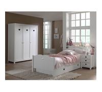 Vipack Amori Lit Simple + Sommier + Chevet + Armoire 3 Portes + Lit Gigogne