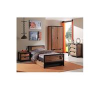 TCHAD - Chambre Complète 90x200cm + Armoire 2 Portes - Altobuy Marron