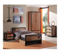 TCHAD - Chambre Complète 90x200cm + Armoire 2 Portes - Altobuy Marron