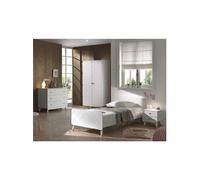 TINY WHITE - Chambre Complète 90x200cm + Armoire 2 Portes - VIPACK Blanc G