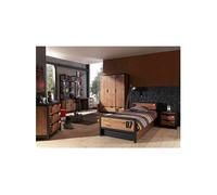 TCHAD - Chambre Complète 90x200cm + Armoire 3P + Pack Bureau - Altobuy Marron