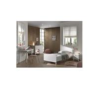 TINY WHITE - Chambre Complète 90x200cm + Bureau - VIPACK Blanc G