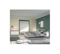 Chambre complete - AALBORG - Scandinave - Blanc / Chene - Lit 140 x 190 cm, 2 chevets, commode, armoire -