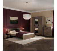 Chambre complète adulte - AZUKA - OrmeTorréfié - Lit 140 x 190 cm - 2 chevets - 1 commode - 1 armoire - PARISOT