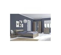 Chambre complete adulte Contemporain Décor noyer silver l 140 L 190 cm YSA M