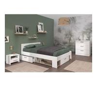 Chambre complete adulte DREAM : Lit 140 190 200 cm 2 chevets Commode Décor et chene
