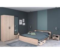 Chambre complete adulte - ZODIAC INDUS - Chene et noir - PARISOT