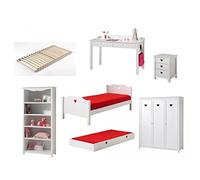 Chambre complete Amori lit gigogne avec bureau et rangements