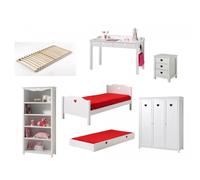 Chambre complete Amori lit gigogne avec bureau et rangements