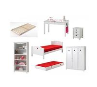 Chambre complete Amori lit gigogne avec bureau et rangements
