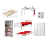 Chambre complete Amori lit gigogne avec bureau et rangements Rouge G