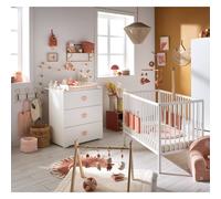 Chambre Complète Bébé Avec Lit 120x60cm À Barreaux Et Commode À Langer 3 Tiroirs - Basic Rose TU