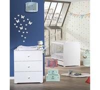 Chambre Bébé Duo Lit Bébé Blanc 120x60 + Commode À Langer 3 Tiroirs Basic