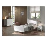 TINY WHITE - Chambre Complète Blanche 90x200cm - VIPACK Blanc G