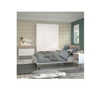 AltoBuy Chambre complète lit 140x200 avec 2 chevets 1 Armoire 3P et 1 Commode - BORGALL