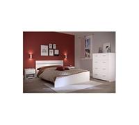 Chambre complete BOSTON : Lit adulte 140 190 Commode 1 Chevet Décor Fabriqué en Fr